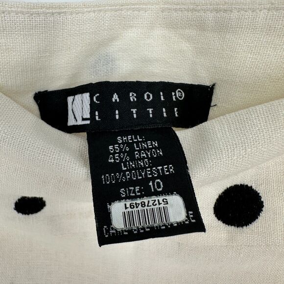 Vintage Carole Little Womens Linen Midi Skirt Size 10 Polka Dot Embroidered - Picture 6 of 9